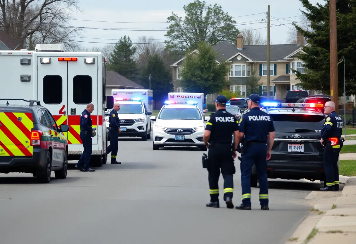 Emergency responders at the scene of an ambulance theft