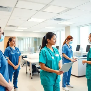Students training in advanced simulation labs at the Ben Mondor Center