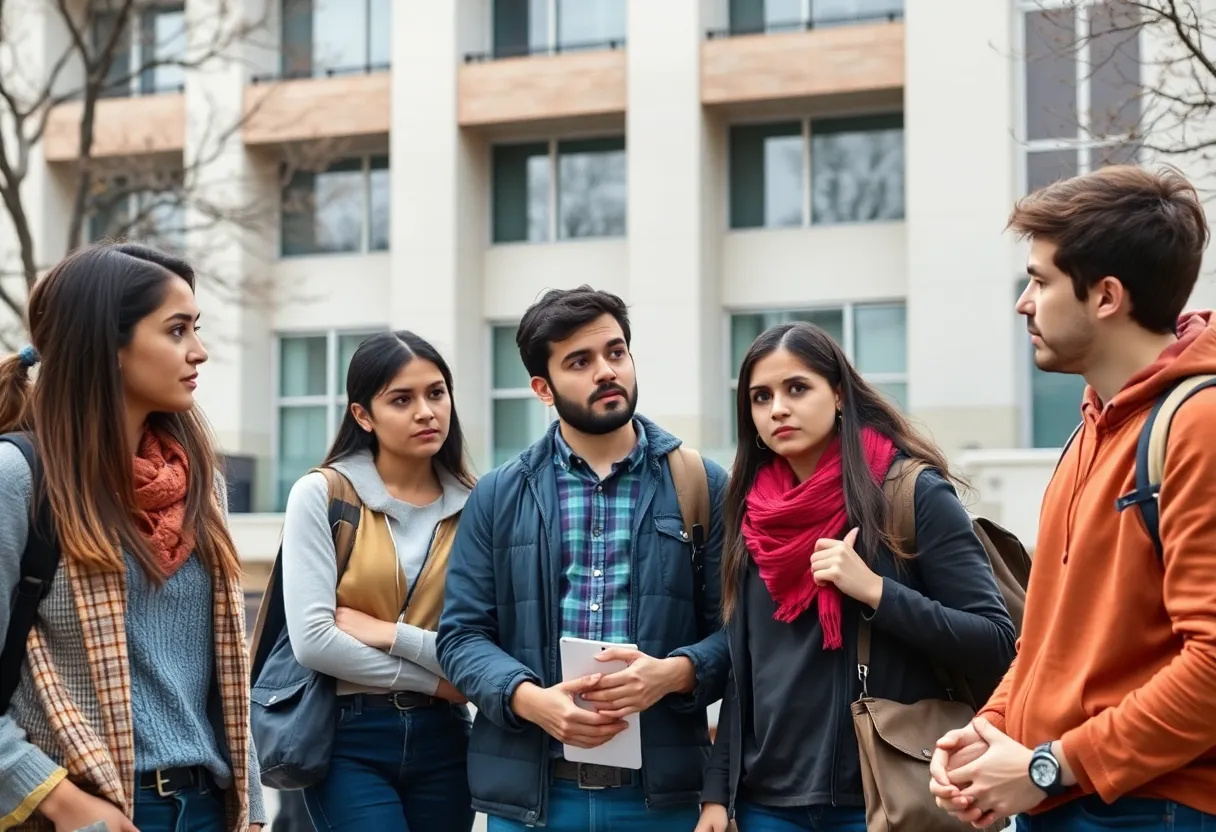International students at Brown University discussing visa issues