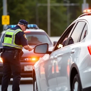 Police conducting a traffic stop related to drug trafficking investigation