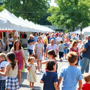 Crowd enjoying the Cranston Spring Festival with activities and vendors.