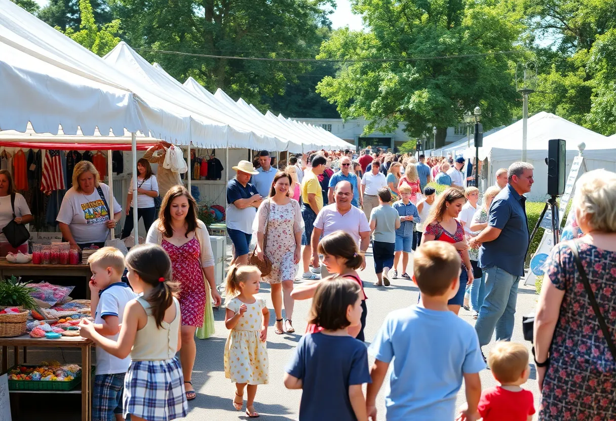 Crowd enjoying the Cranston Spring Festival with activities and vendors.