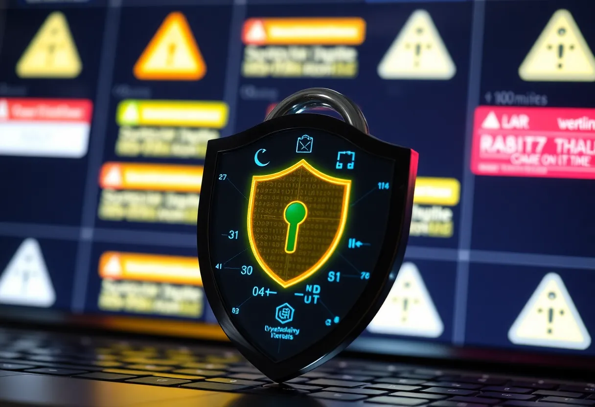 Symbol of cybersecurity featuring a digital lock and shield