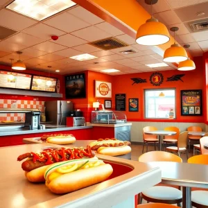 Interior view of Debbie's hot dog restaurant in Providence