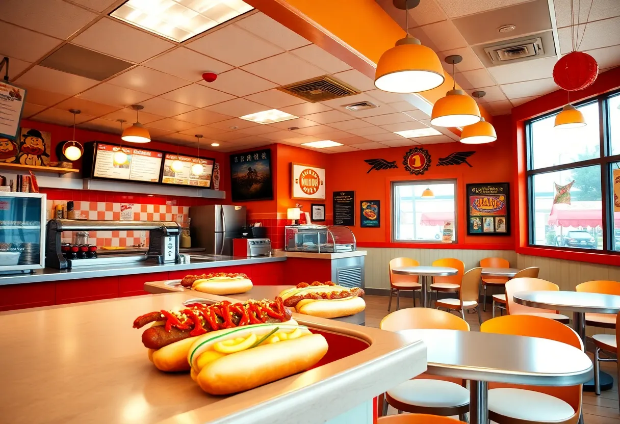 Interior view of Debbie's hot dog restaurant in Providence