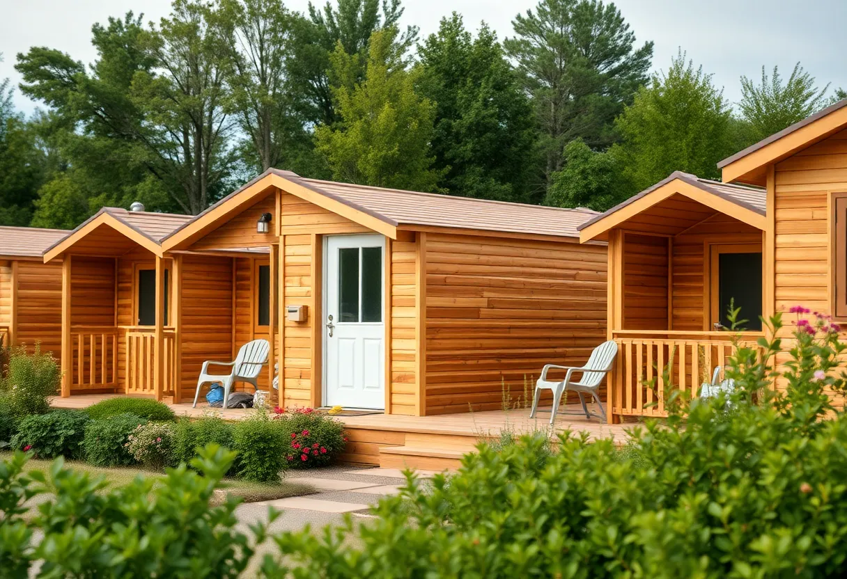 Tiny cabins of Echo Village designed for temporary shelter