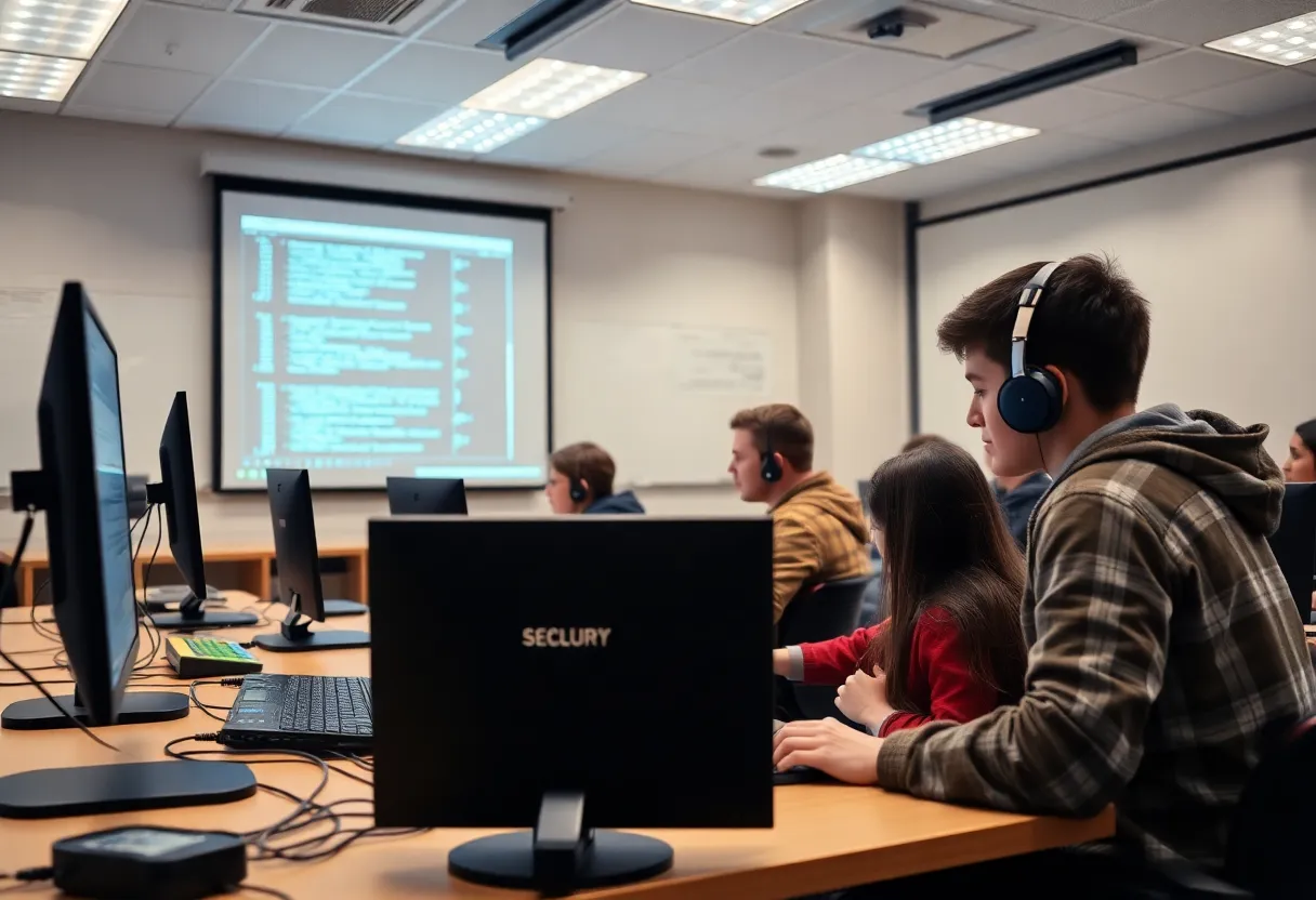Students participating in LCCC's cybersecurity program