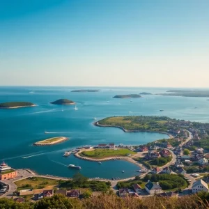 Scenic view of New England islands during a cruise