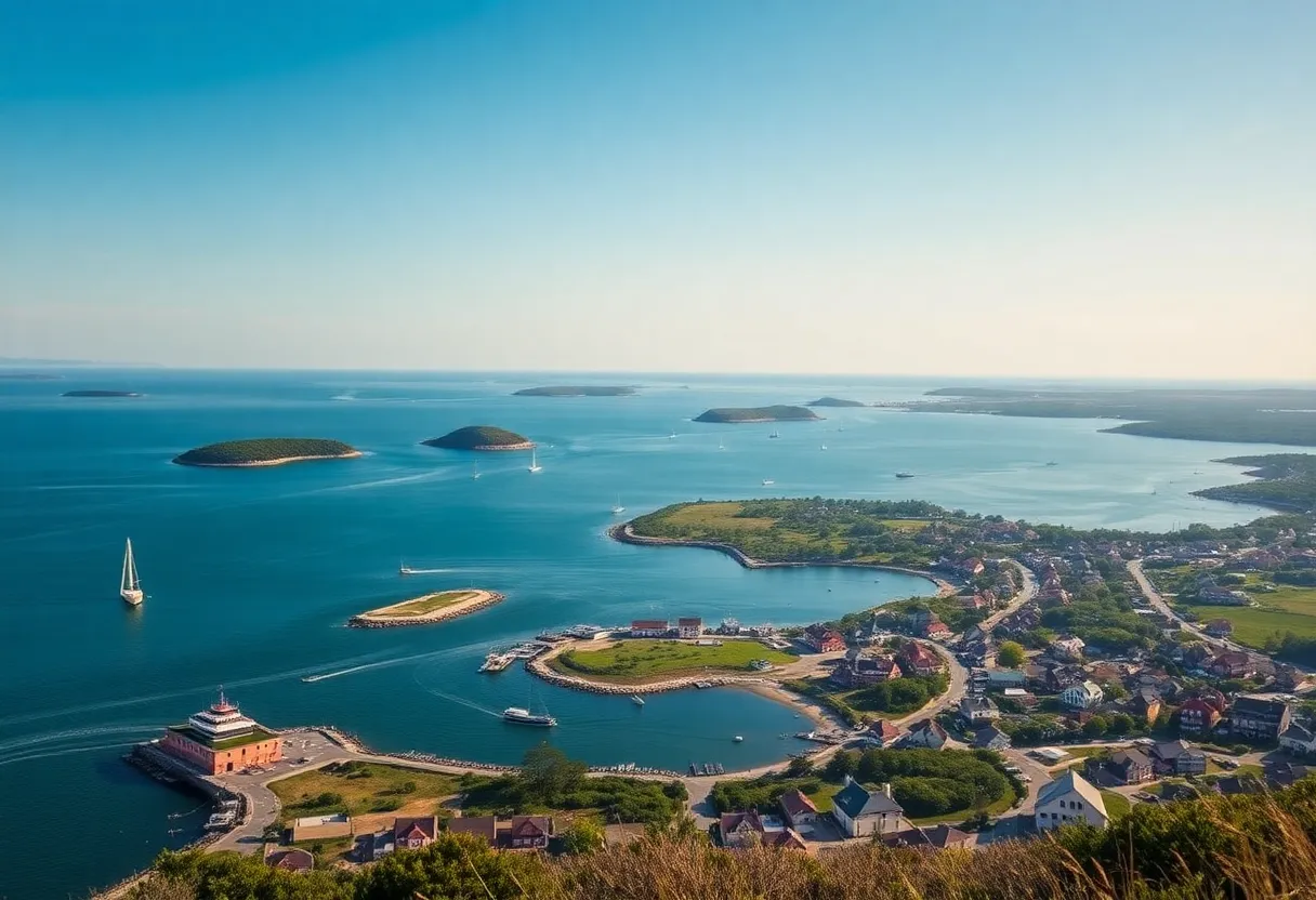 Scenic view of New England islands during a cruise