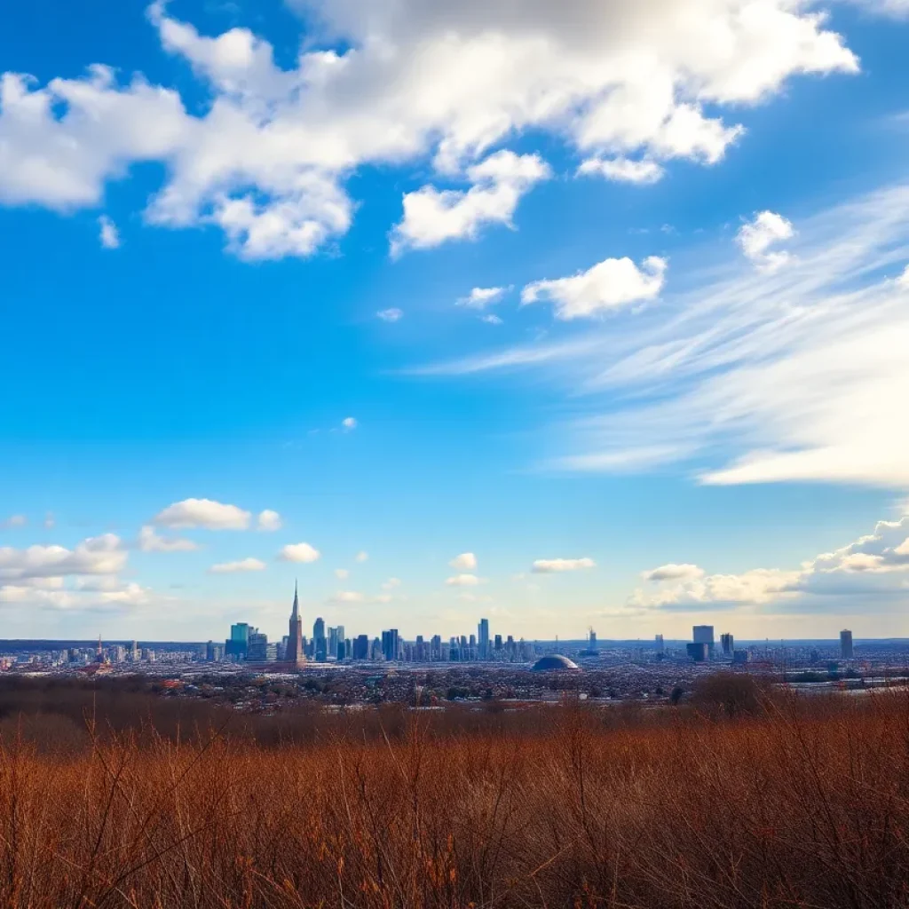Scenic view of dry brush and sunny skies in Providence, Rhode Island