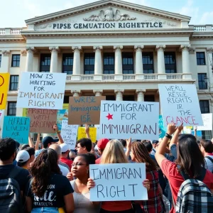 Protesters rallying against ICE actions in Providence
