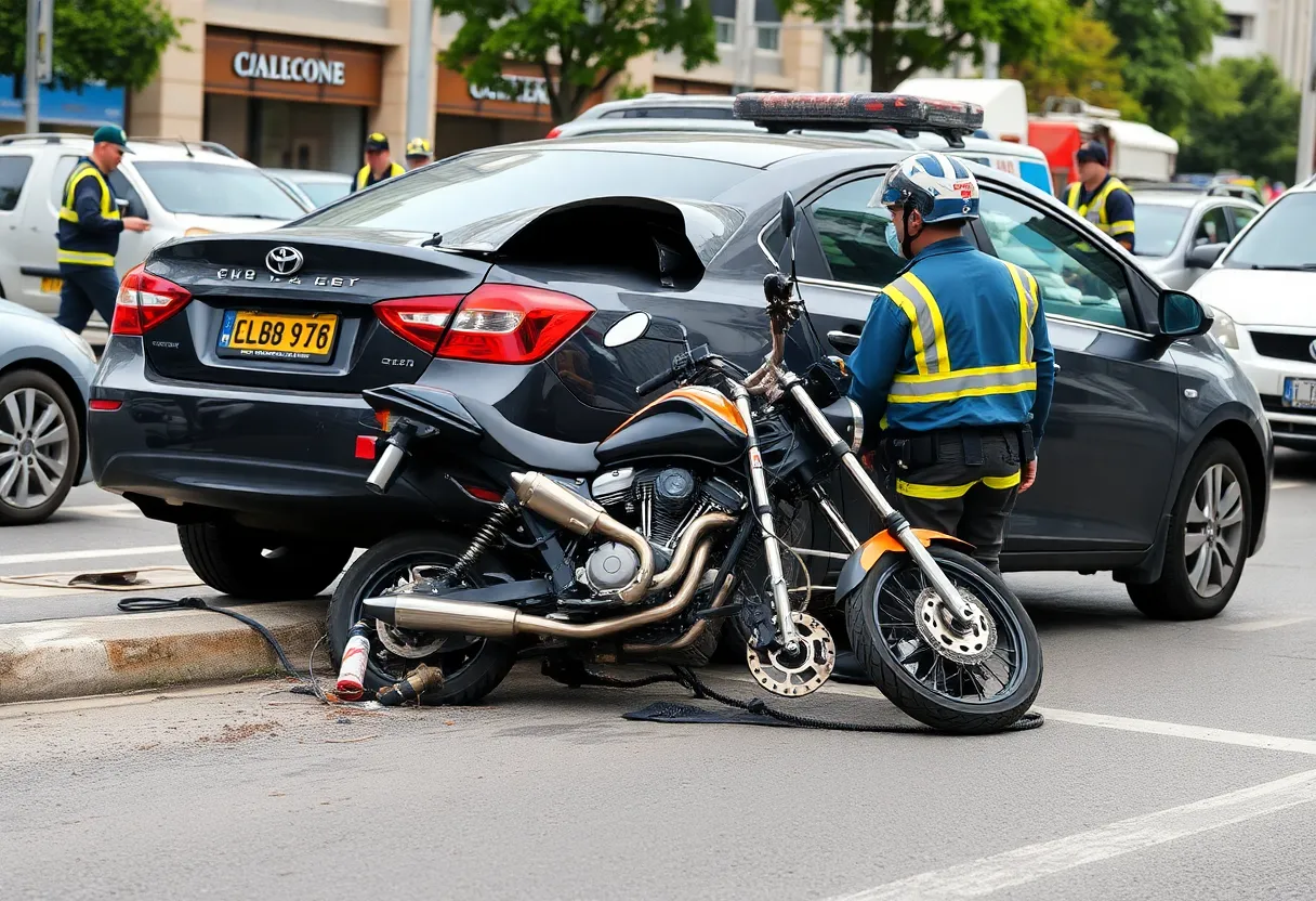 Scene of a motorcycle crash in Providence, Rhode Island.