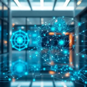 Abstract representation of AI technology in Rhode Island