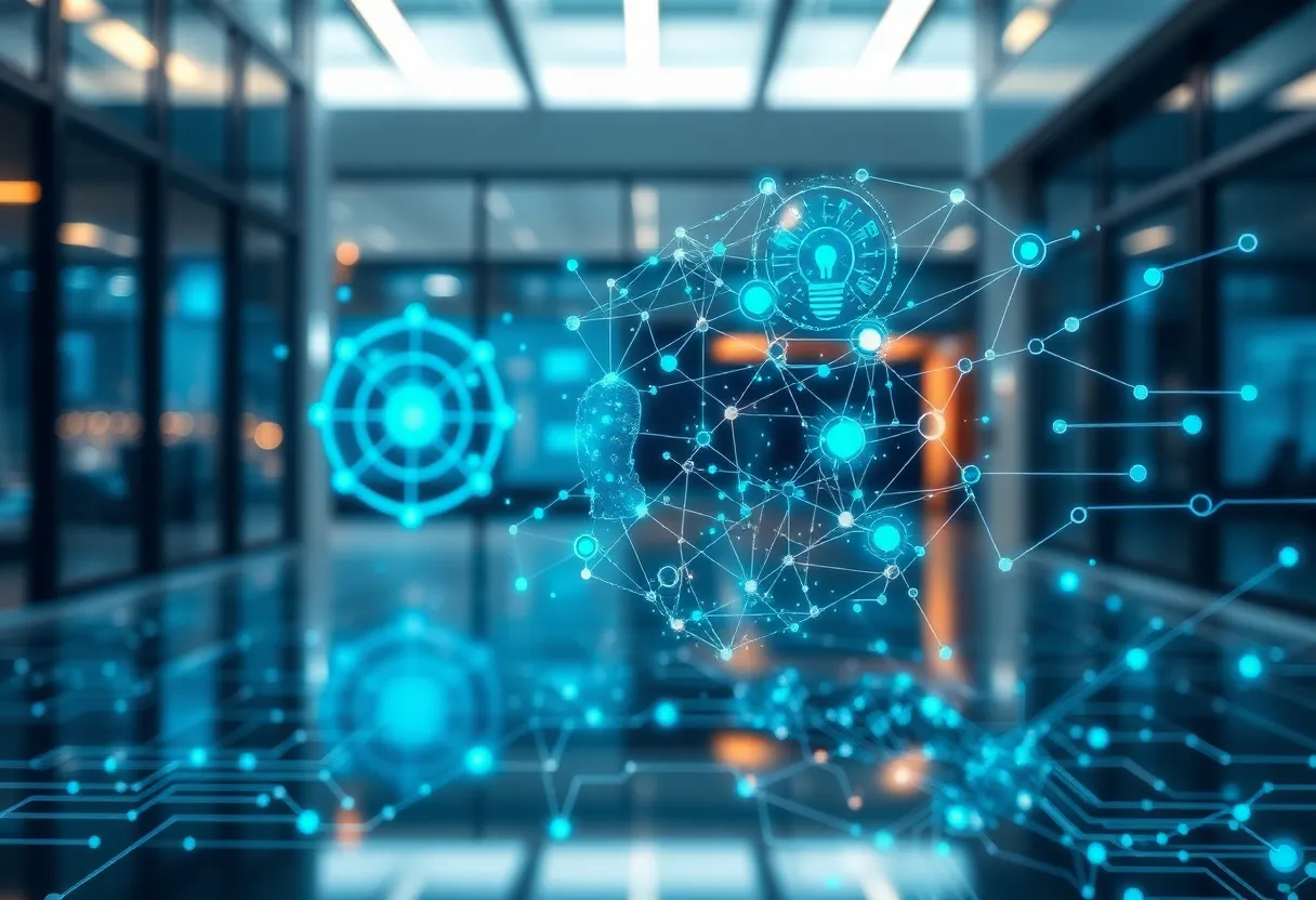 Abstract representation of AI technology in Rhode Island