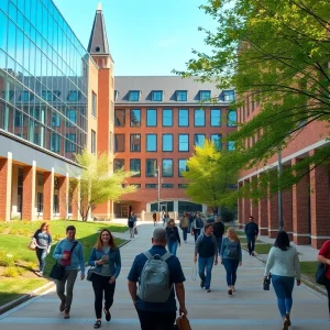 Students on Rhode Island College campus