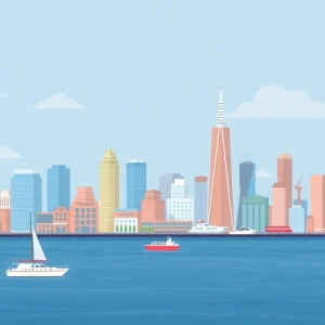 An artistic representation of Rhode Island's diverse economic sectors.