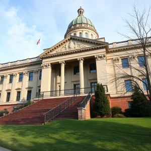Rhode Island legislative building during a tax policy debate
