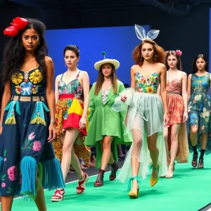 Students modeling sustainable fashion designs at Brown Fashion Week's Spring Runway Show.