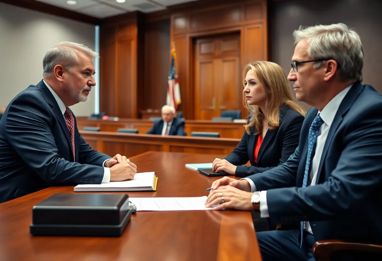 Inside a courtroom focused on attorney negotiations