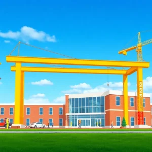 Beam raising ceremony at the new Frank D. Spaziano Middle School construction site.