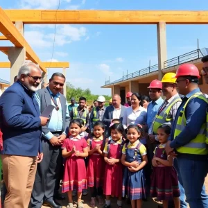 Celebration of the beam raising ceremony for Frank D. Spaziano Middle School in Providence, RI.