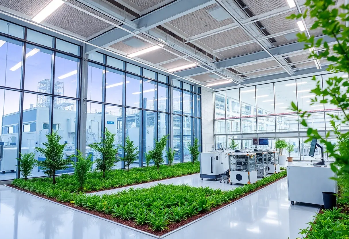 Exterior view of a modern biomanufacturing facility in Rhode Island.