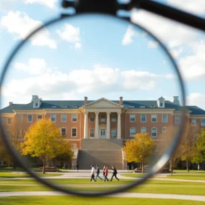 Abstract image of Brown University campus representing inquiry and transparency.