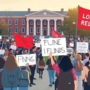 A peaceful protest at Brown University showcasing diverse student engagement.
