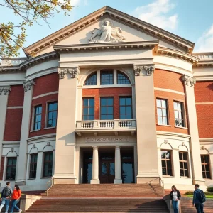 Brown University campus with students symbolizing leadership and education.