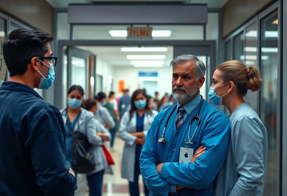 Healthcare workers discussing safety concerns at Butler Hospital