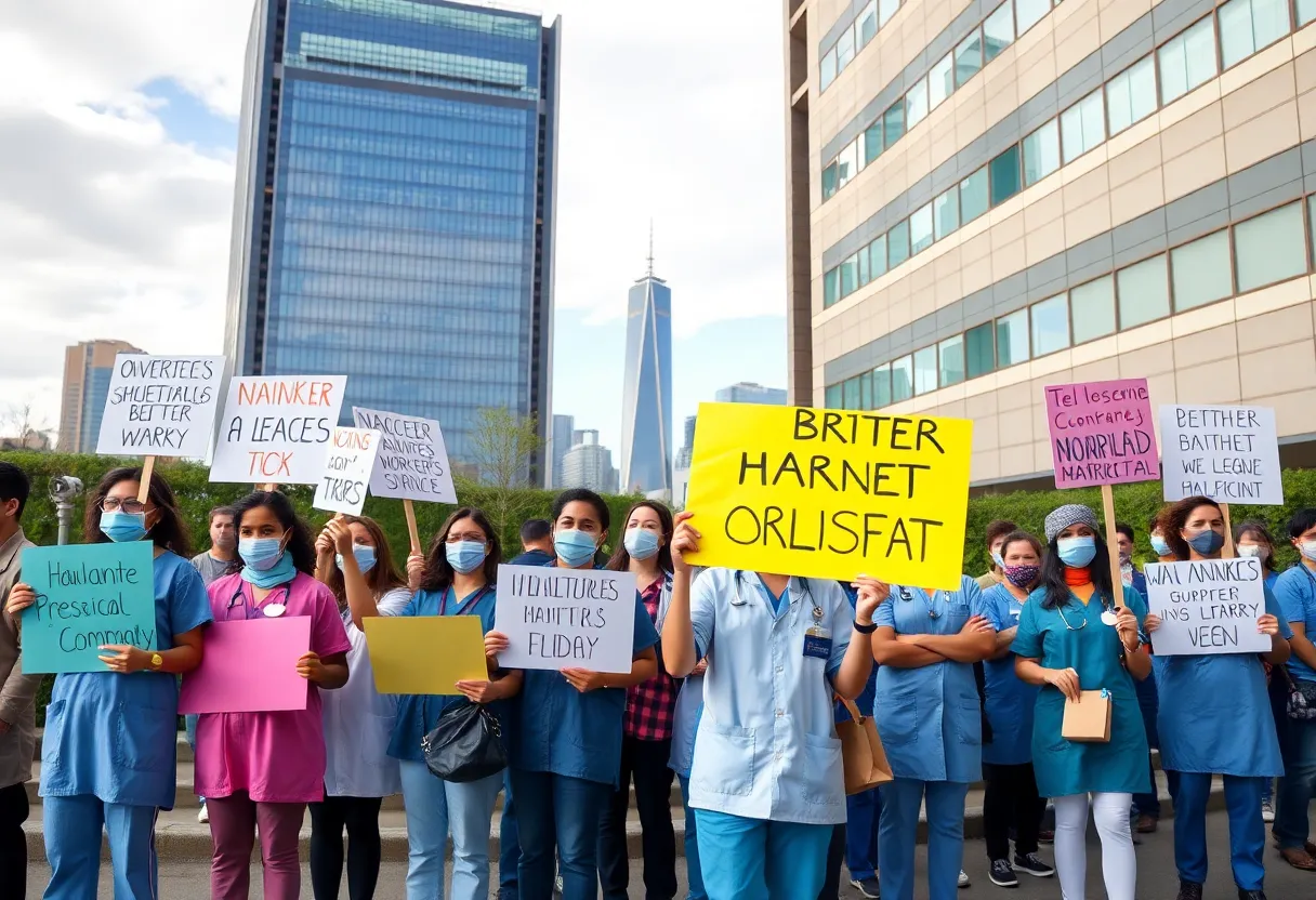 Healthcare workers protesting for better wages at Butler Hospital