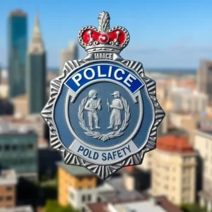 Police badge symbolizing the fight against child trafficking