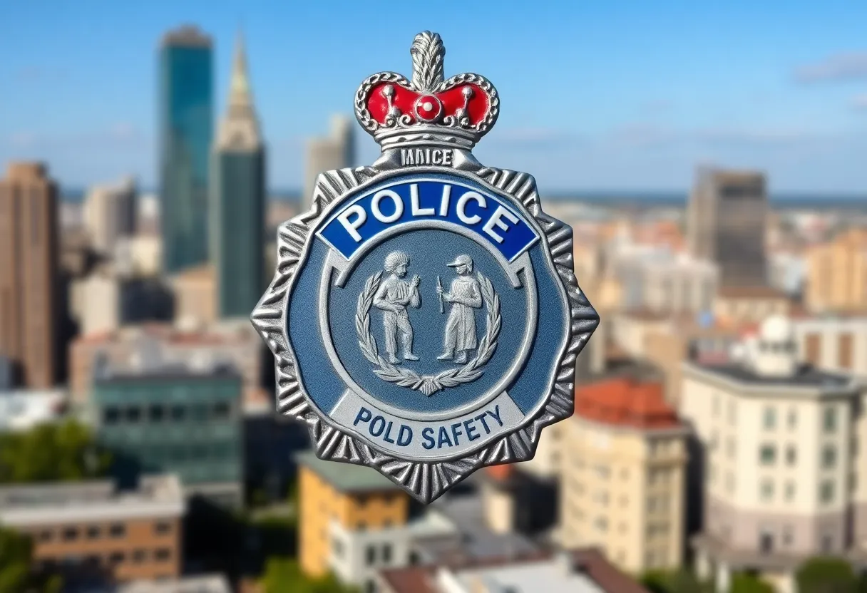 Police badge symbolizing the fight against child trafficking
