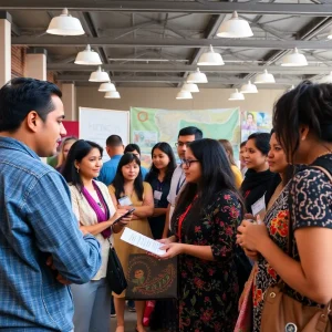 A group of people participating in a cultural event focused on humanities education.