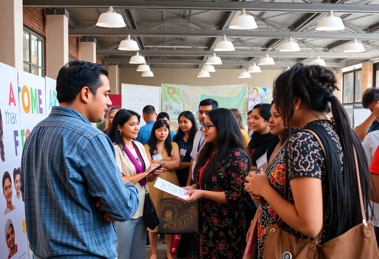 A group of people participating in a cultural event focused on humanities education.