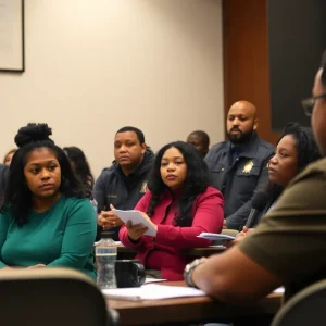 Community members discussing youth violence prevention strategies