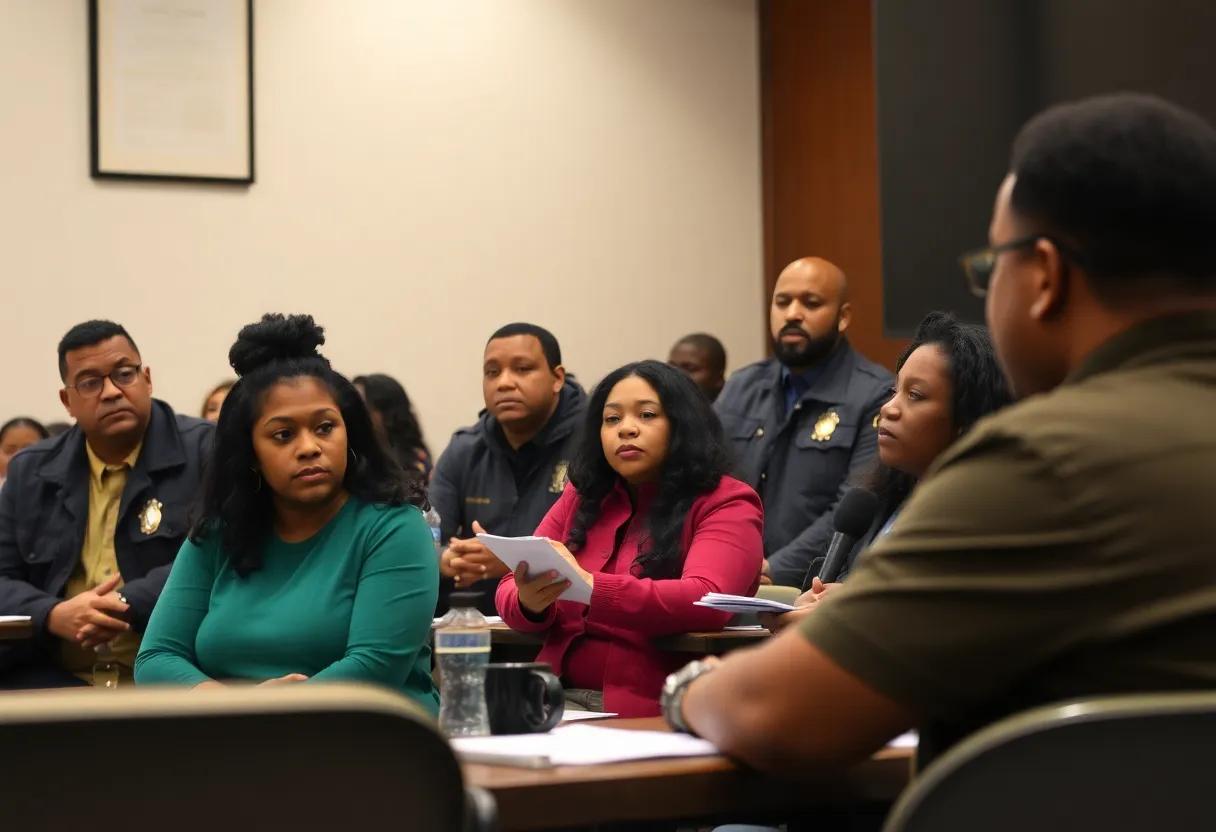 Community members discussing youth violence prevention strategies