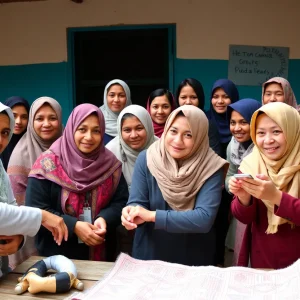 A group of refugees participating in support services.