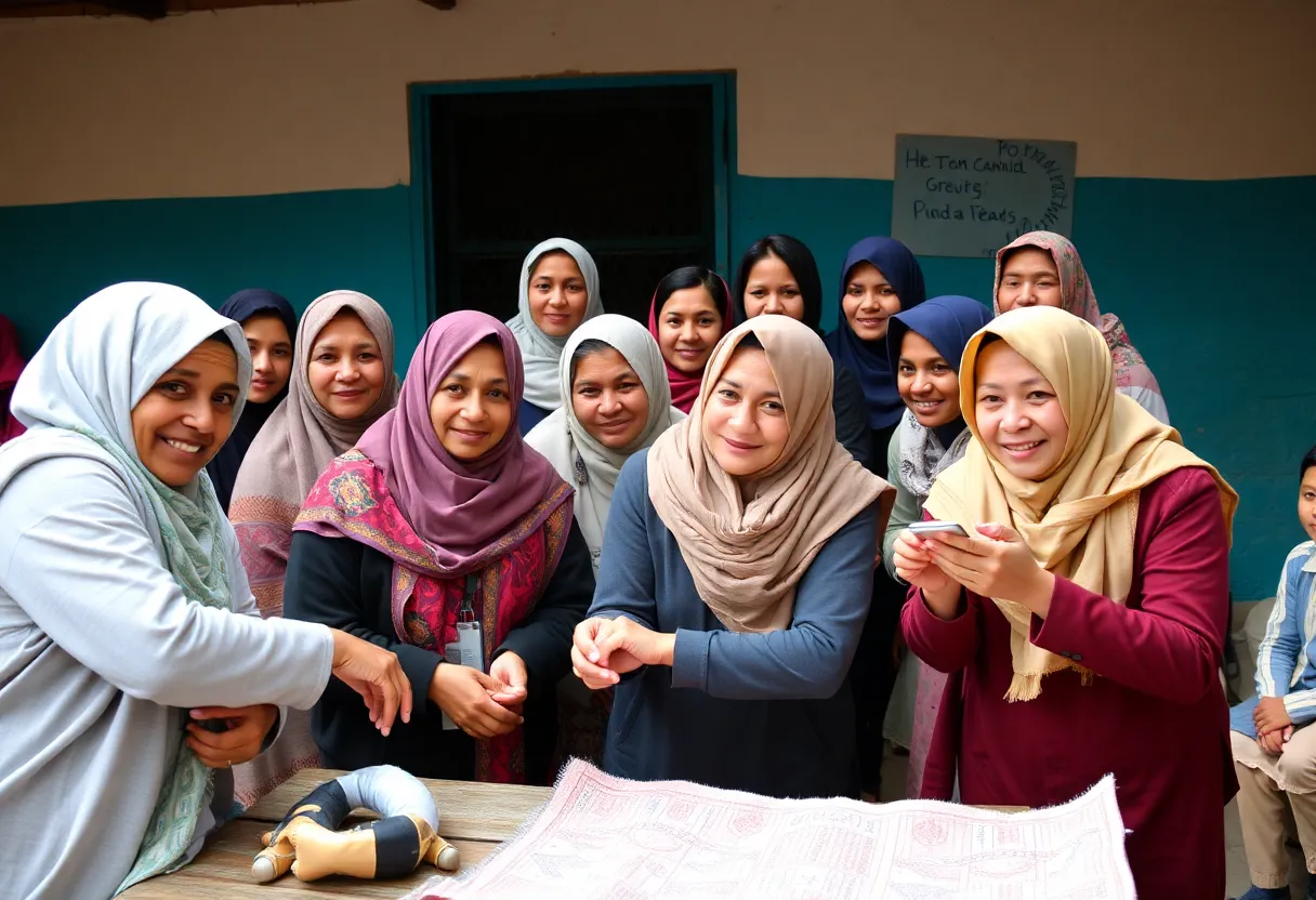 A group of refugees participating in support services.