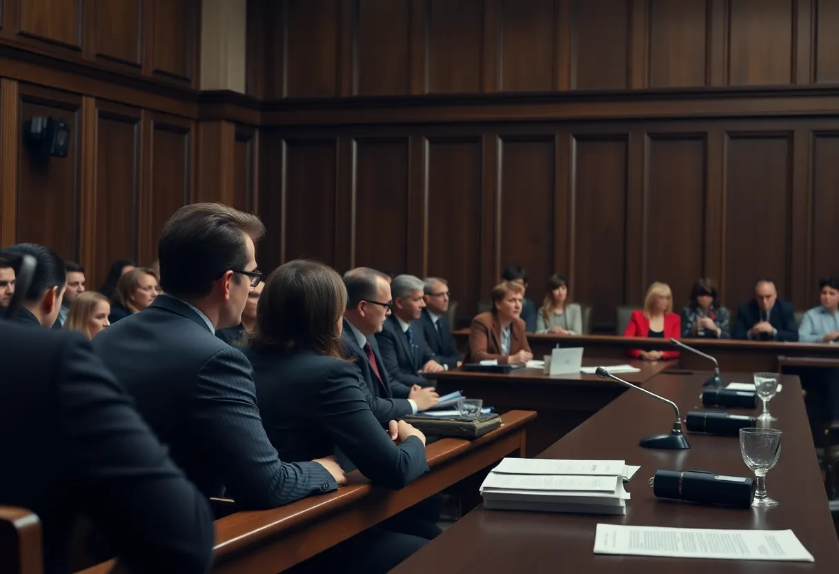 Jurors deliberating in a courtroom
