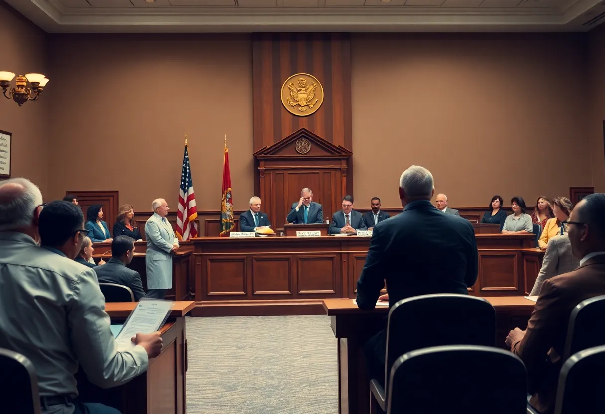 Courtroom scene representing a food assistance fraud case
