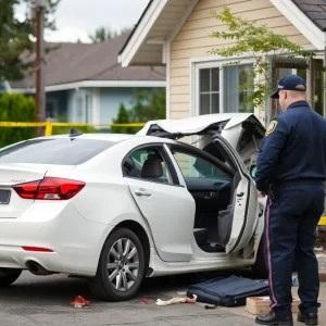 A car is embedded in a residential home in Cranston, Rhode Island.