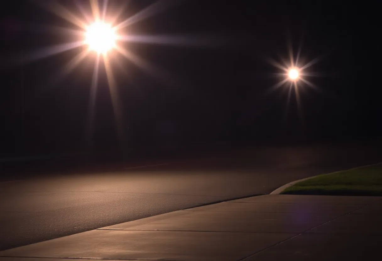 Scene of a hit-and-run incident with police lights