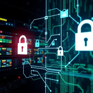Illustration depicting cyber security threats related to a cyberattack.