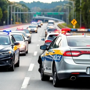 Car accident with police cruisers on Route 10 South