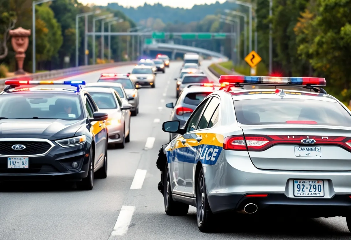 Car accident with police cruisers on Route 10 South