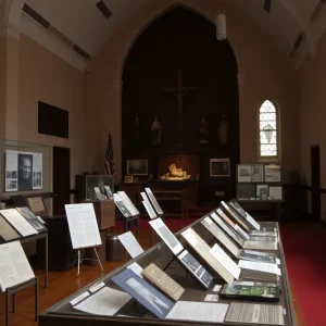 Exhibit showcasing history of slavery and anti-racism efforts at First Unitarian Church of Providence.