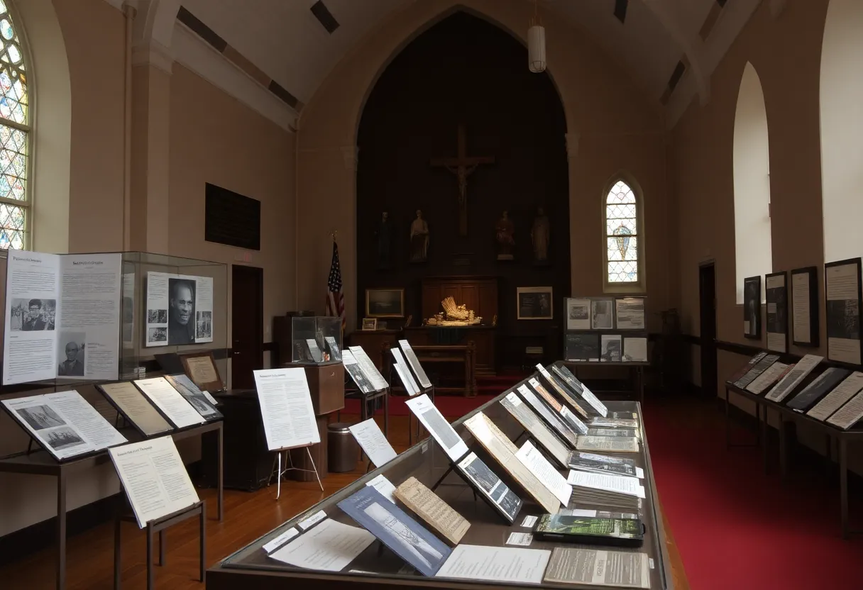 Exhibit showcasing history of slavery and anti-racism efforts at First Unitarian Church of Providence.