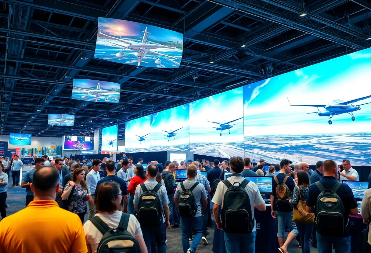 FlightSimExpo 2025 attendees exploring aviation technology