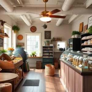 Inside view of Fox Point Grocers featuring specialty food products